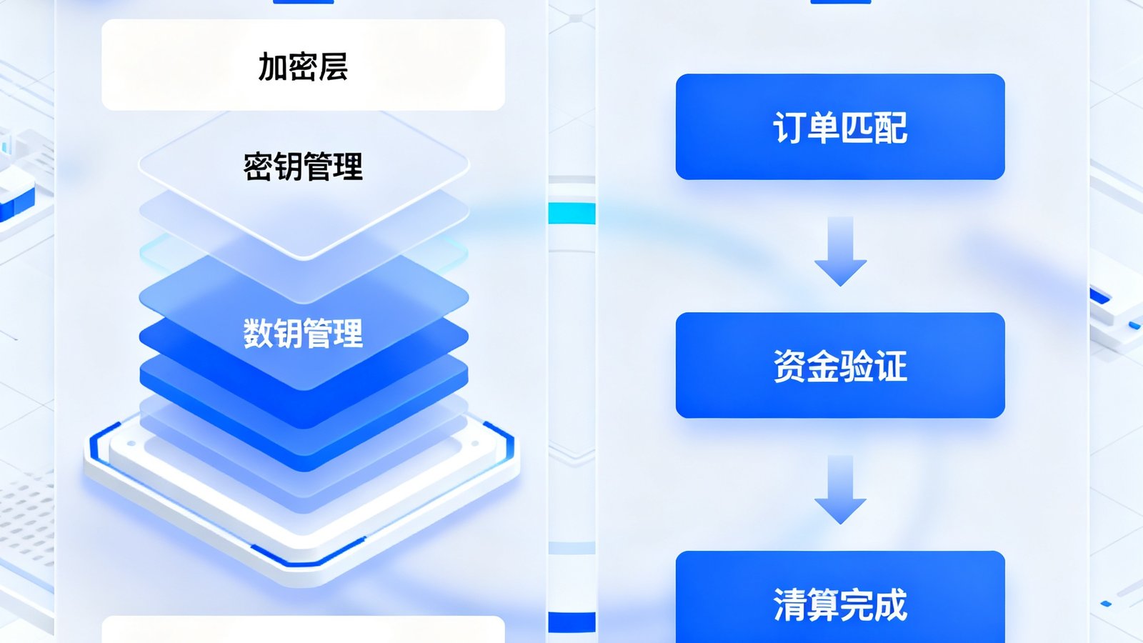 资金安全加密交易系统界面，展示多层加密协议与实时清算流程